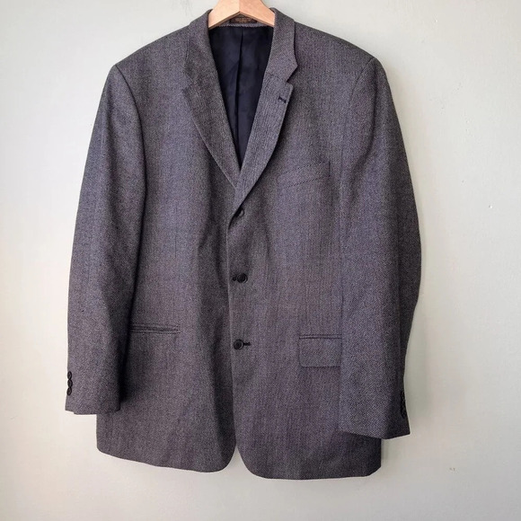 Roberto Villini Wool Mens Blazer Jacket‎ 44L Made In South Africa Gray - Picture 1 of 6